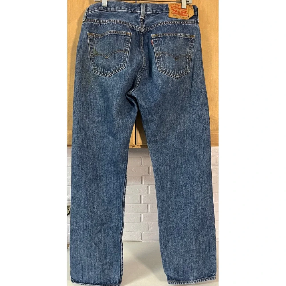Levis 501‎ Original Fit Jeans Mens 34x32 Blue Straight Leg Button Fly